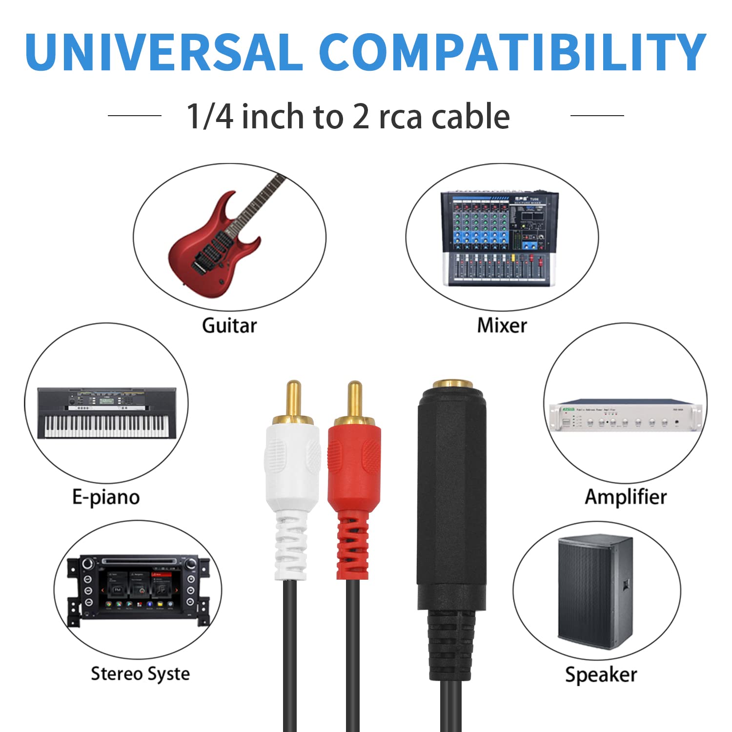 1pc 6.35mm to 2 RCA Y Splitter - Audio Splitter Y reseña y precio
