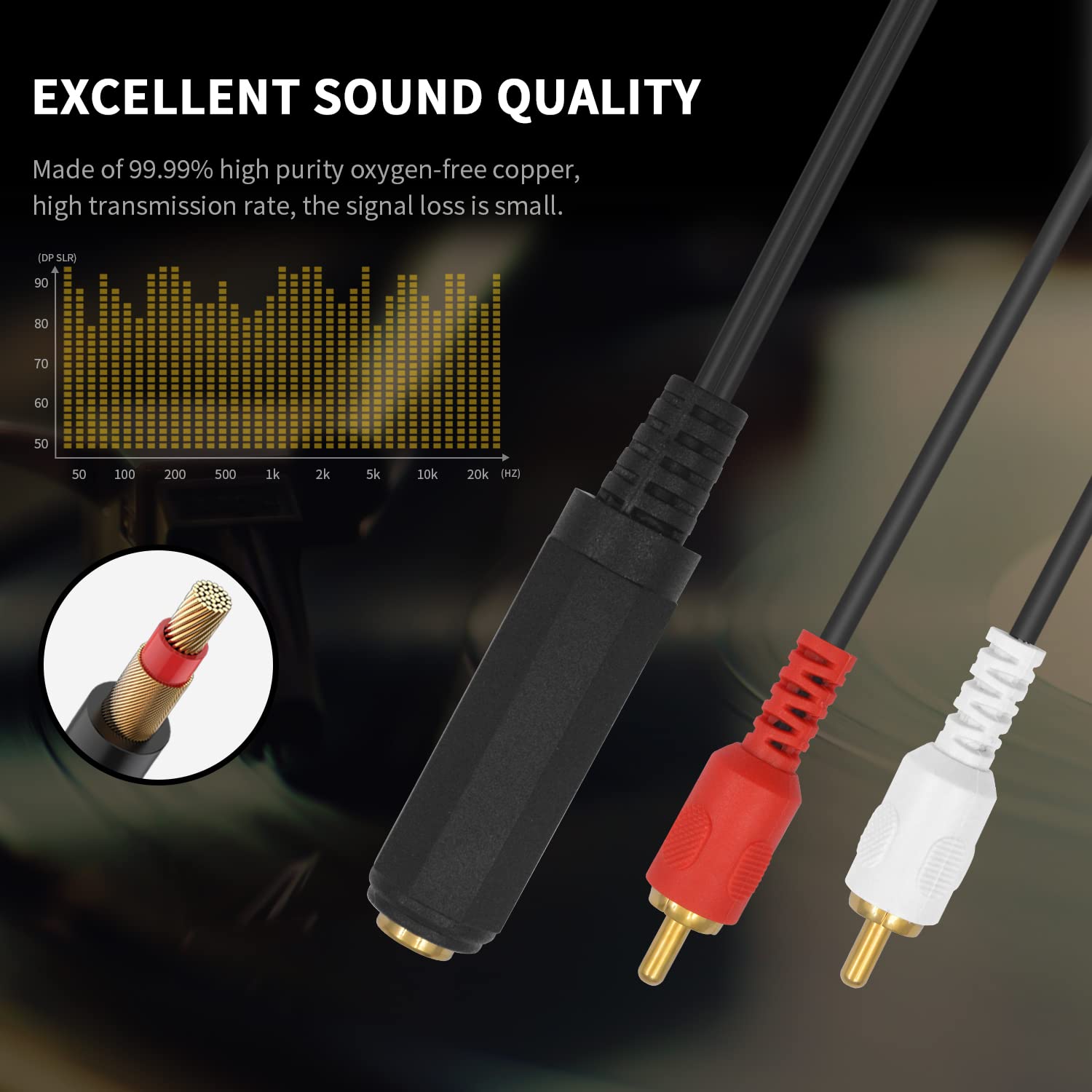 1pc 6.35mm to 2 RCA Y Splitter - Audio Splitter Y reseña y precio